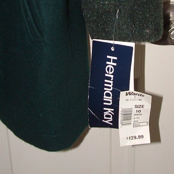NEW Forest Green Sz 10 Wool Blend Full Zip Warm Winter Coat Pockets HERMAN KAY - Picture 4 of 7